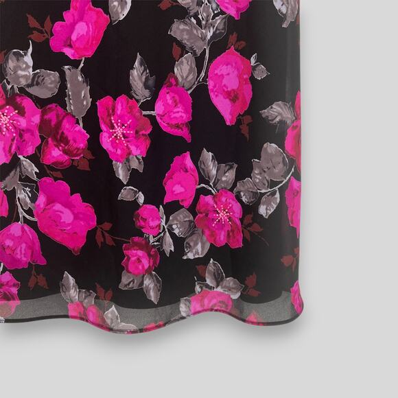 Vintage New York & Company Black Floral Cowl Neck Slip Midi Dress Size 10 - Picture 3 of 5